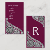 Carte De Visite RENAISSANCE Monogramme 1 rouge (Devant / Derrière)