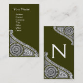 Carte De Visite RENAISSANCE Monogramme 1 vert (Devant / Derrière)