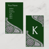 Carte De Visite RENAISSANCE Monogramme 1 vert (Devant / Derrière)
