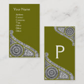 Carte De Visite RENAISSANCE Monogramme 1 vert (Devant / Derrière)