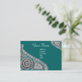 Carte De Visite RENAISSANCE Monogramme 2 bleu vert (Debout devant)