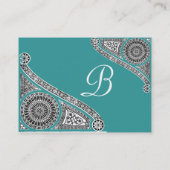 Carte De Visite RENAISSANCE Monogramme 2 bleu vert (Dos)