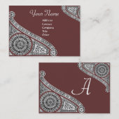 Carte De Visite RENAISSANCE Monogramme 2 rouge brun (Devant / Derrière)