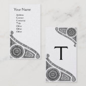 Carte De Visite RENAISSANCE Monogramme platine papier métallique (Devant / Derrière)