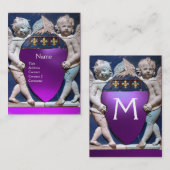 Carte De Visite RENAISSANCE PETITES ANGES MONOGRAM Améthyste pourp (Devant / Derrière)