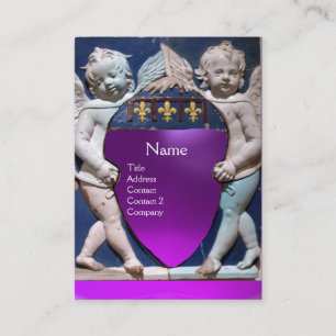 Carte De Visite RENAISSANCE PETITES ANGES MONOGRAM Améthyste pourp