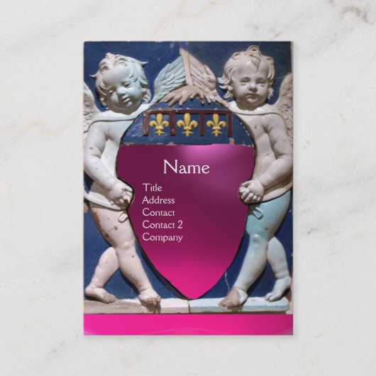 Carte De Visite RENAISSANCE PETITES ANGES MONOGRAM Améthyste rose (Devant)