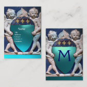 Carte De Visite RENAISSANCE PETITES ANGES MONOGRAM Blue Aquamarine (Devant / Derrière)