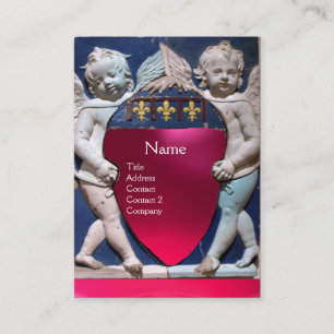 Carte De Visite RENAISSANCE PETITES ANGES MONOGRAM Rubis rose roug