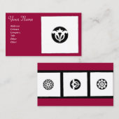 Carte De Visite RENAISSANCE Rouge noir blanc Géométrique Floral (Devant / Derrière)