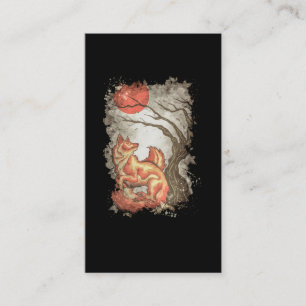 Carte De Visite Renard Beau arbre animal Lune Nature Lover