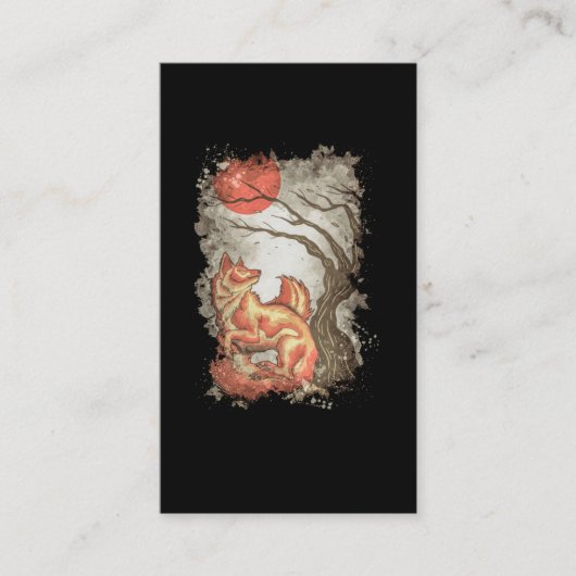Carte De Visite Renard Beau arbre animal Lune Nature Lover (Devant)