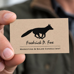 Carte De Visite Renard courant en silhouette Faune animale