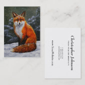 Carte De Visite Renard rouge mignon en neige hivernale (Devant / Derrière)
