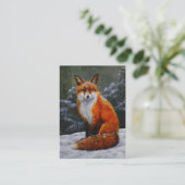 Carte De Visite Renard rouge mignon en neige hivernale (Debout devant)