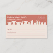 Carte De Visite Rendez-vous à la ferme de Blush Visite Vétérinaire (Dos)