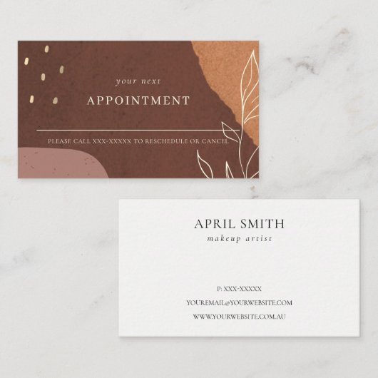 Carte De Visite Rendez-vous Abstrait Robe Orange Feuillage (Devant / Derrière)