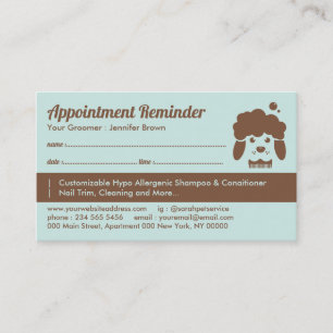 Carte De Visite Rendez-vous au salon de spa pour animaux Toiletteu