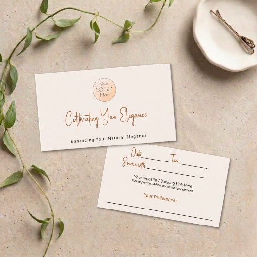 Carte De Visite Rendez-vous au Studio de Coiffure Chic Cream Terra