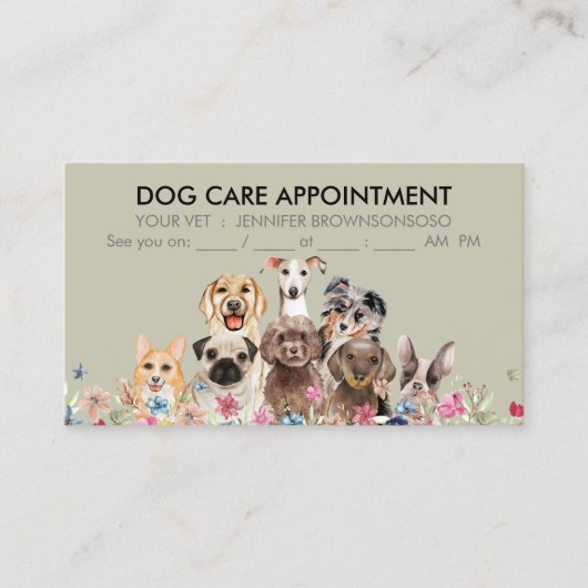 Carte De Visite Rendez-vous Boho Chic Chien Beige Mignon (Devant)