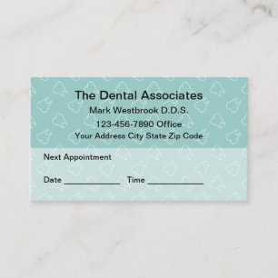 Carte De Visite Rendez-vous chez le dentiste Motif de dent moderne