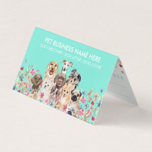 Carte De Visite Rendez-vous Chiens Punch Fidélité Fleurs Pattes