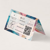 Carte De Visite Rendez-vous Code QR aquarelle et feuille dorée fau (Dos)