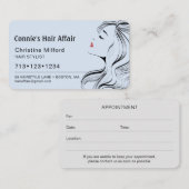 Carte De Visite Rendez-vous coiffeur moderne bleu (Devant / Derrière)