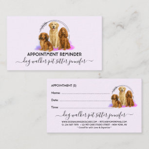 Carte De Visite Rendez-vous de races de chien lilas Vétérinaire So