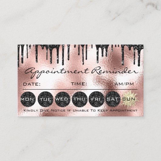 Carte De Visite Rendez-vous des cheveux de maquillage Rappel Black (Devant)