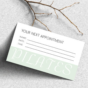 Carte De Visite Rendez-vous Élégant Minimaliste Pilates Vert Menth