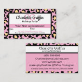 Carte De Visite Rendez-vous Empreinte de léopard rose pâle et maqu (Devant / Derrière)