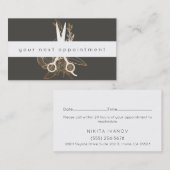 Carte De Visite Rendez-vous floral de logo de ciseaux de salon (Devant / Derrière)