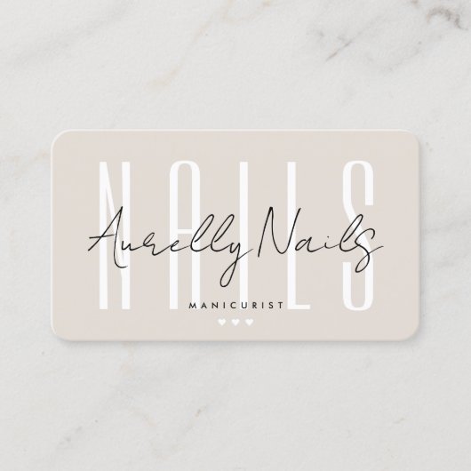 Carte De Visite Rendez-vous minimal pour manucure à ongles (Devant)