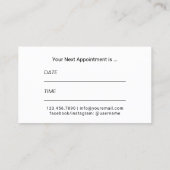 Carte De Visite Rendez-vous Moderne Turquoise en plumes or ciseau  (Dos)