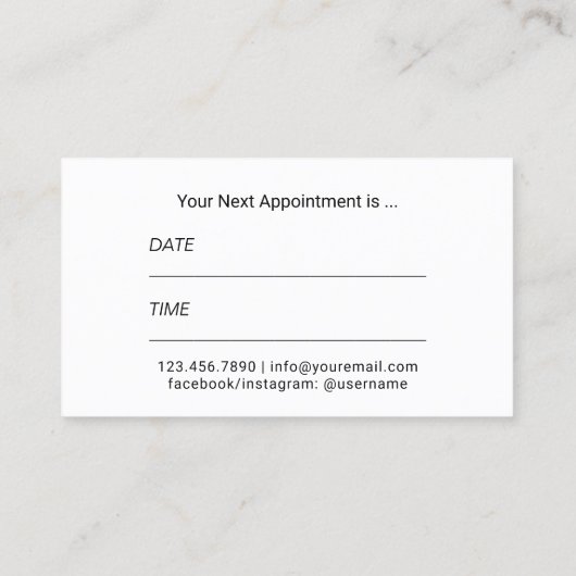 Carte De Visite Rendez-vous Moderne Turquoise en plumes or ciseau  (Dos)