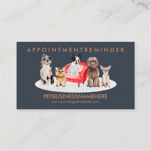 Carte De Visite Rendez-vous pour chiens marron navy (Devant)
