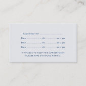 Carte De Visite Rendez-vous pour dentiste bleu classique minimal (Dos)