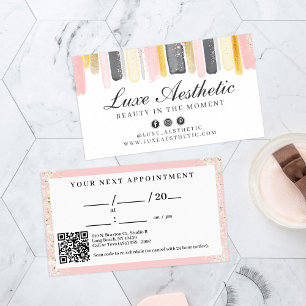 Carte De Visite Rendez-vous pour des ongles à l'aquarelle Rose Pou