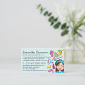 Carte De Visite Rendez-vous pour le nettoyage de la dame rose bleu (Debout devant)