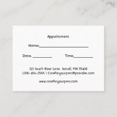 Carte De Visite Rendez-vous pour le soin des animaux de compagnie (Dos)
