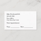 Carte De Visite Rendez-vous pour une pratique Médicale familiale (Dos)