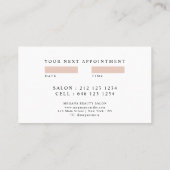 Carte De Visite Rendez-vous rose pâle avec script de maquillage te (Dos)