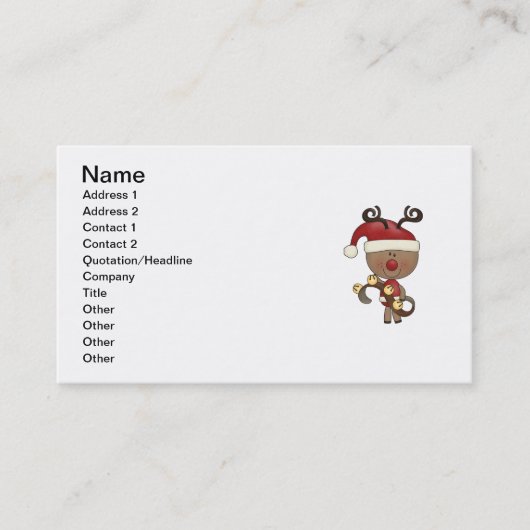 Carte De Visite Renne de Rudy avec Bells (Devant)