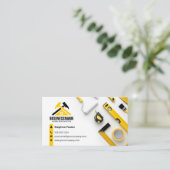 Carte De Visite Rénovation de maison jaune professionnel Construct (Debout devant)