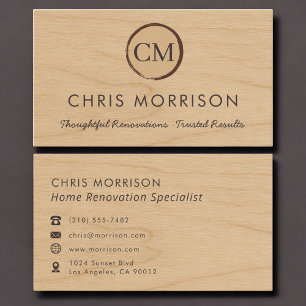 Carte De Visite Rénovation de Maison Monogramme Professionnel en B
