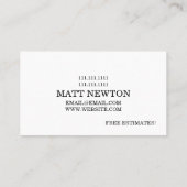 Carte De Visite Rénovation de maison rénovation construction (Dos)
