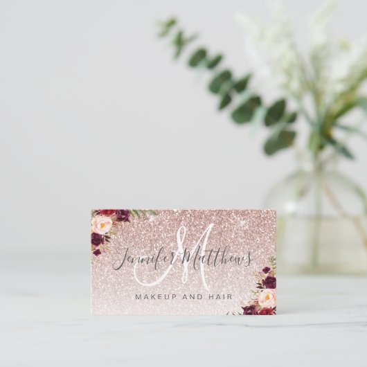 Carte De Visite Réouverture des cheveux de maquillage en or Rose (Debout devant)