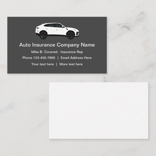 Carte De Visite Rep d'assurance automobile moderne (Devant / Derrière)
