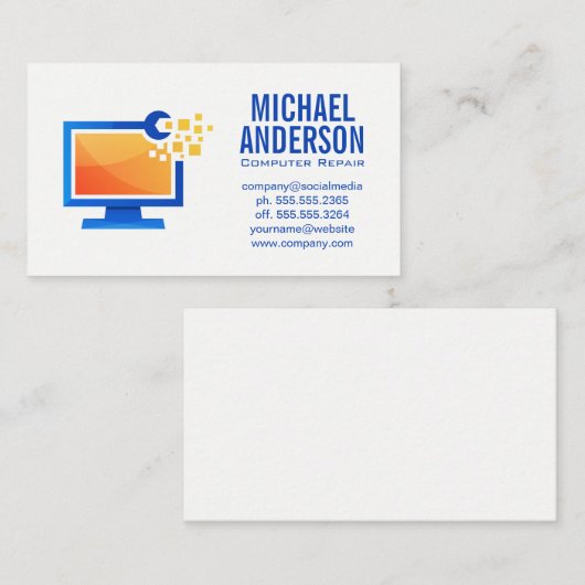 Carte De Visite Réparateur informatique | Technicien (Devant / Derrière)